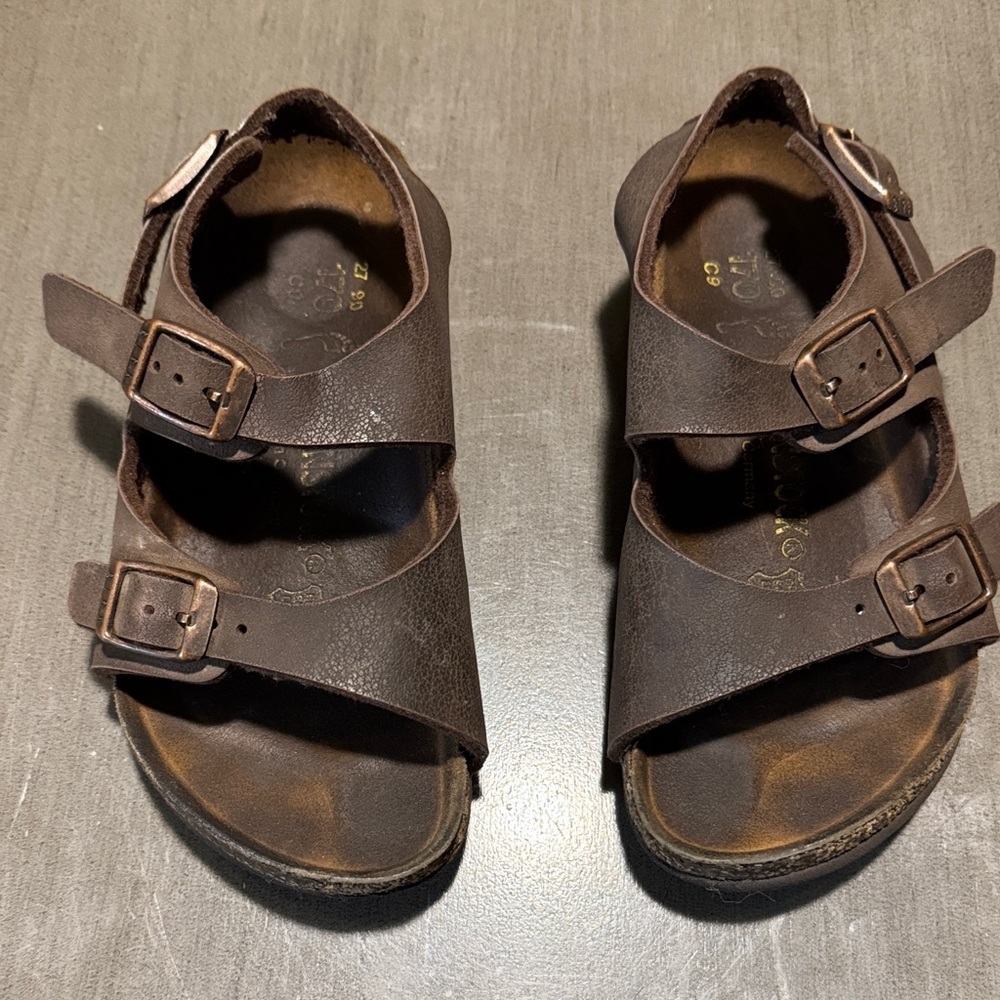 Birkenstock Kids Dark Brown Double-Buckle Sandals